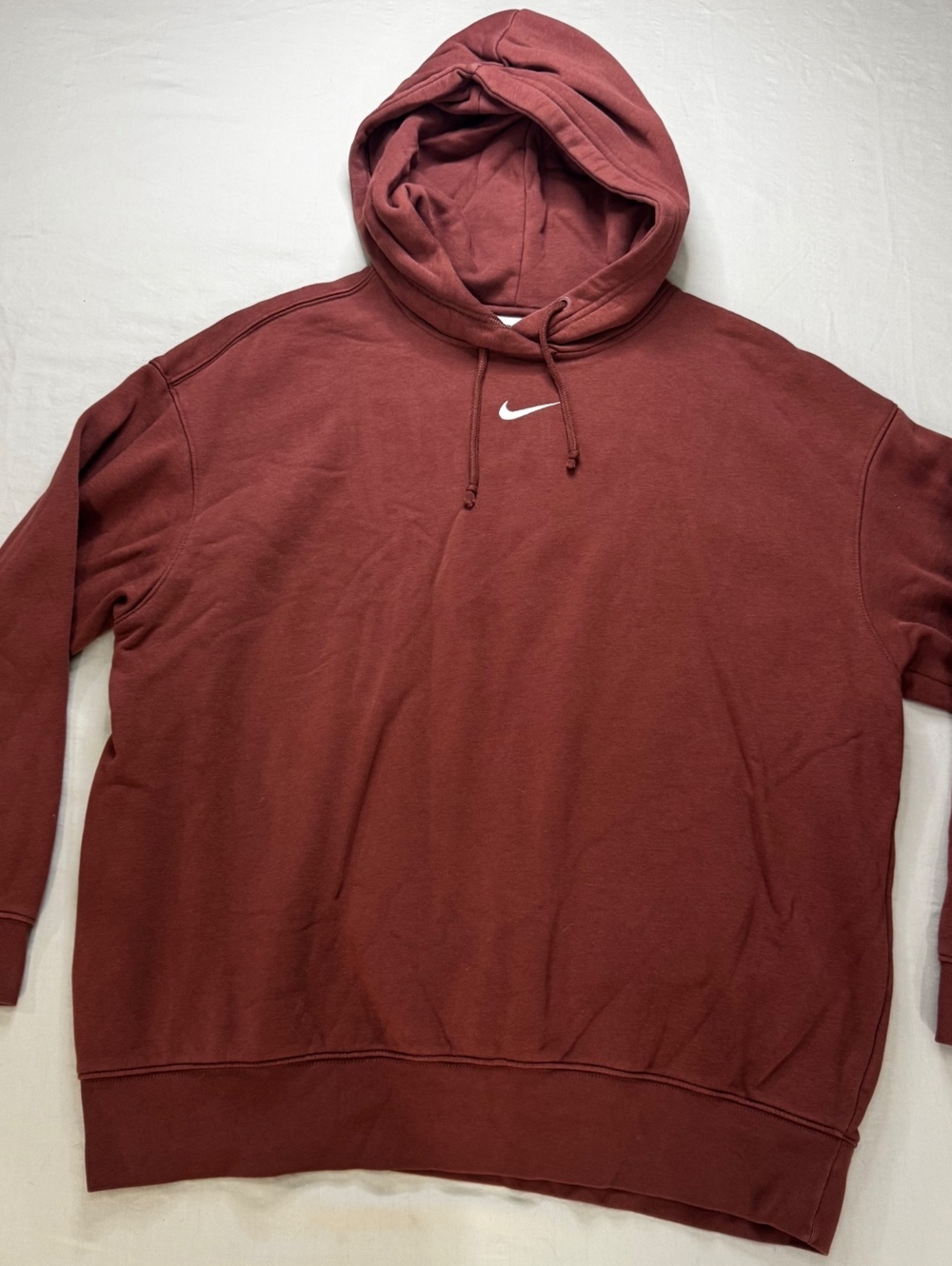 Nike Women’s L Hoodie Brown Burgundy Swoosh Oversized Sportcore